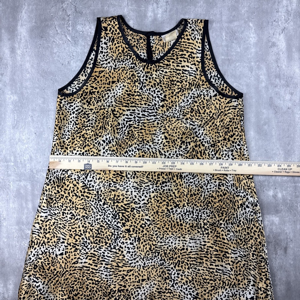 Vintage L.A. Intimates Dress Women's Medium Tan Leopard Satin A-lined 90s Grunge - Picture 7 of 8